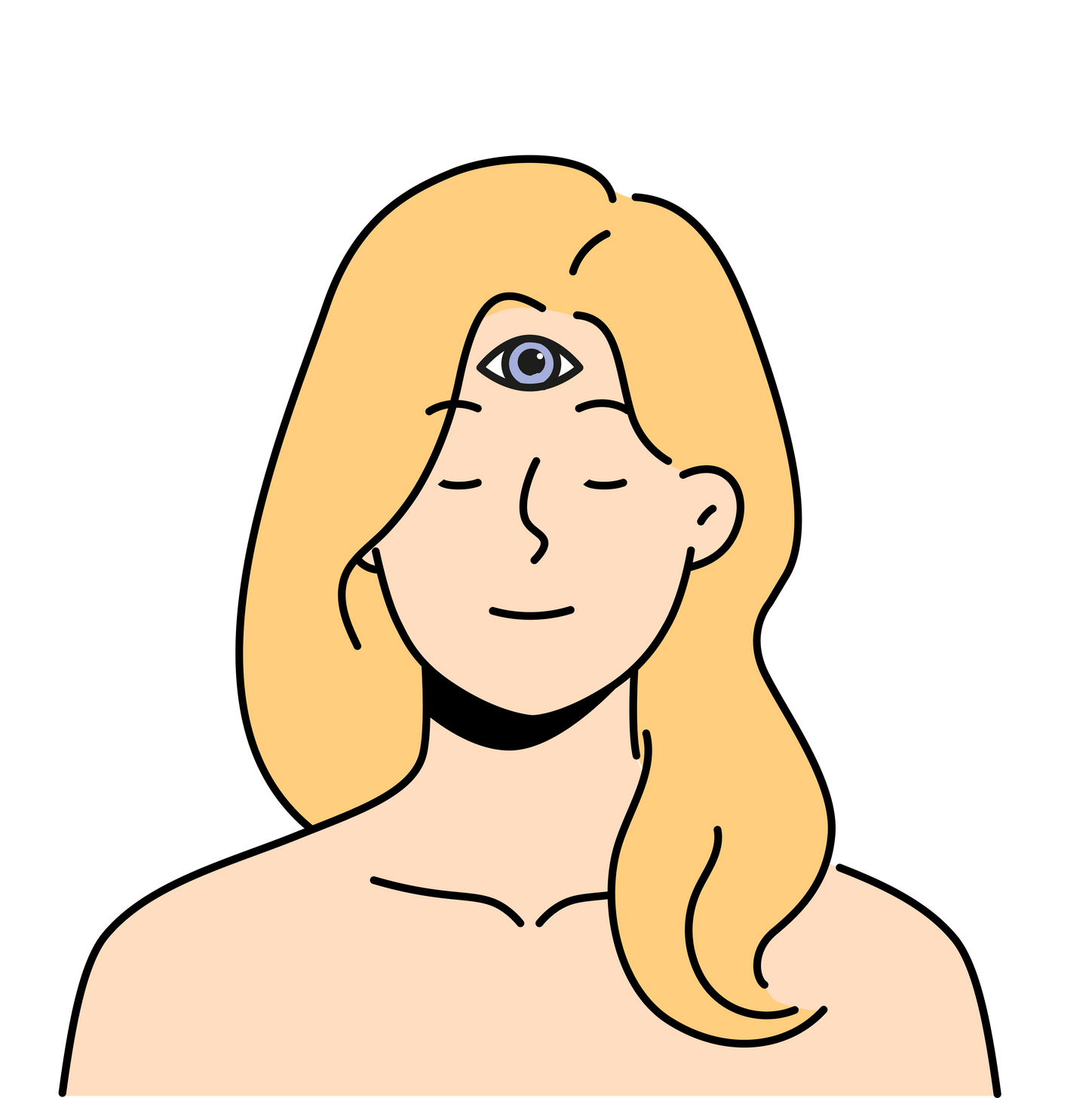 Woman with third eye on forehead